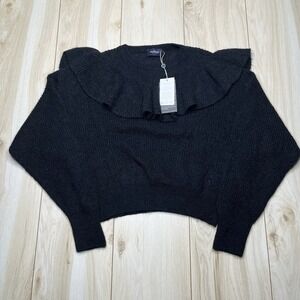 NEW Holebrook Sweden Madison Crew Kid Mohair Merino Knit Fringe Sweater Womens M